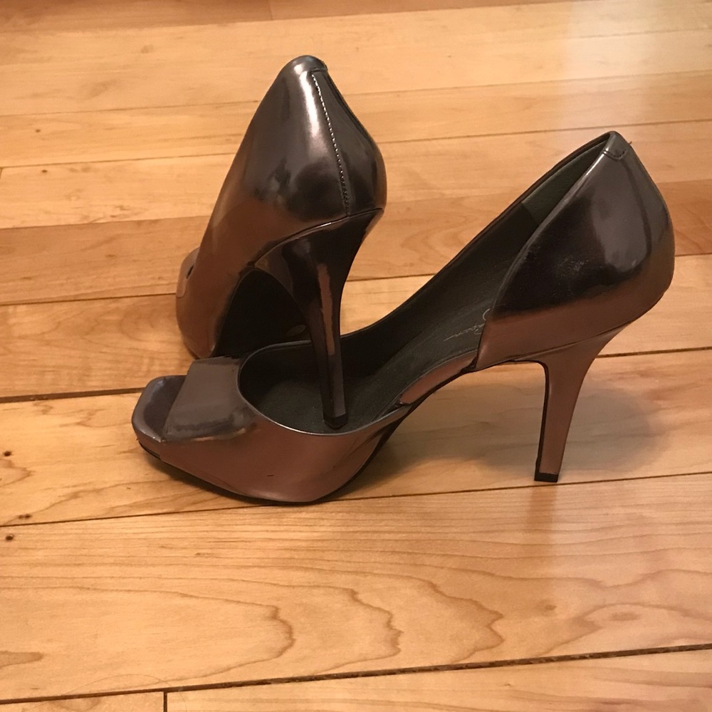Silver peep toes
